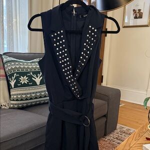 Dark Blue Studded Sleeveless Jumpsuit